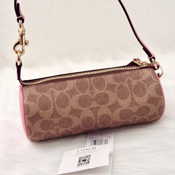 Coach Nolita Barrel Bag In Colorblock Signature Canvas CY040 in Pink petal NWT - Picture 7 of 11